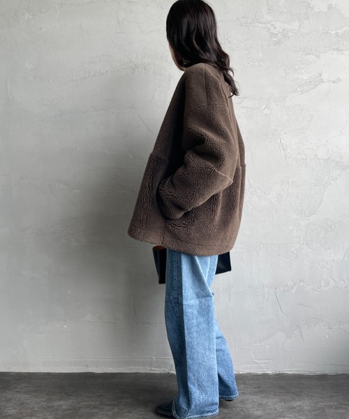 MICA&DEAL（マイカ＆ディール）の「[MICA&DEAL/マイカアンドディール] リバーシブル ボアショートコート（その他アウター・レディース・ブラウン/ベージュ・F）」の13枚目の写真