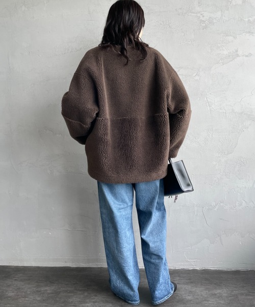 MICA&DEAL（マイカ＆ディール）の「[MICA&DEAL/マイカアンドディール] リバーシブル ボアショートコート（その他アウター・レディース・ブラウン/ベージュ・F）」の17枚目の写真