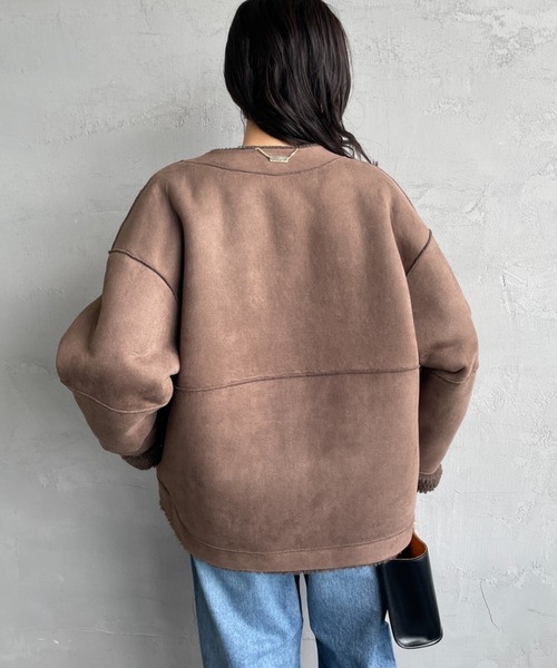 MICA&DEAL（マイカ＆ディール）の「[MICA&DEAL/マイカアンドディール] リバーシブル ボアショートコート（その他アウター・レディース・ブラウン/ベージュ・F）」の20枚目の写真
