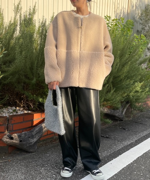 MICA&DEAL（マイカ＆ディール）の「[MICA&DEAL/マイカアンドディール] リバーシブル ボアショートコート（その他アウター・レディース・ブラウン/ベージュ・F）」の6枚目の写真