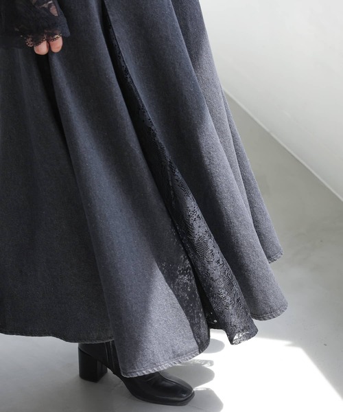 somari imagination（ソマリ イマジネーション）の「『デニムレース切り替えスカート』（デニムスカート・レディース・ネイビー/ブラック・2/1）」の19枚目の写真