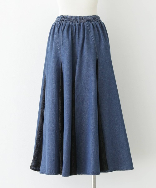デニムレース切り替えスカート』（デニムスカート）｜somari