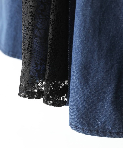 somari imagination（ソマリ イマジネーション）の「『デニムレース切り替えスカート』（デニムスカート・レディース・ネイビー/ブラック・2/1）」の15枚目の写真