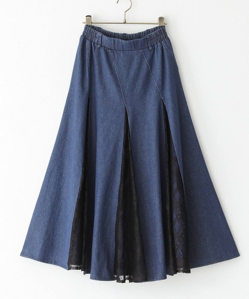 somari imagination（ソマリ イマジネーション）の「『デニムレース切り替えスカート』（デニムスカート・レディース・ネイビー/ブラック・2/1）」の10枚目の写真