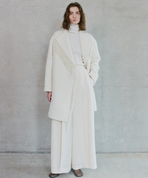 セール】◇フリンジリングツイードコート（ノーカラーコート）｜ADORE