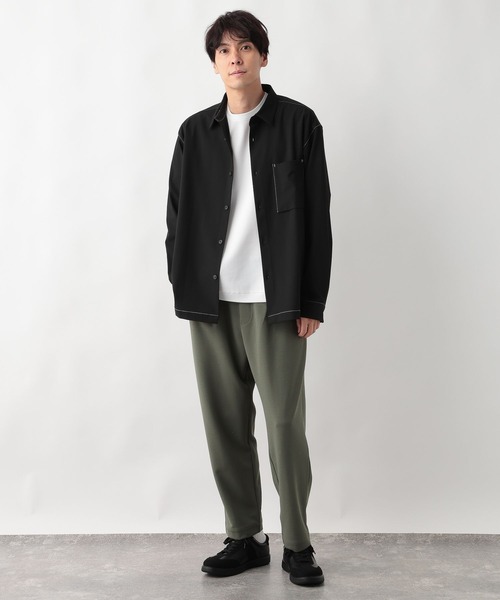 ✴︎Drawer ウール クロップドパンツ✴︎黒 セール】イージーケアストレッチテーパードパンツ/599607（その他