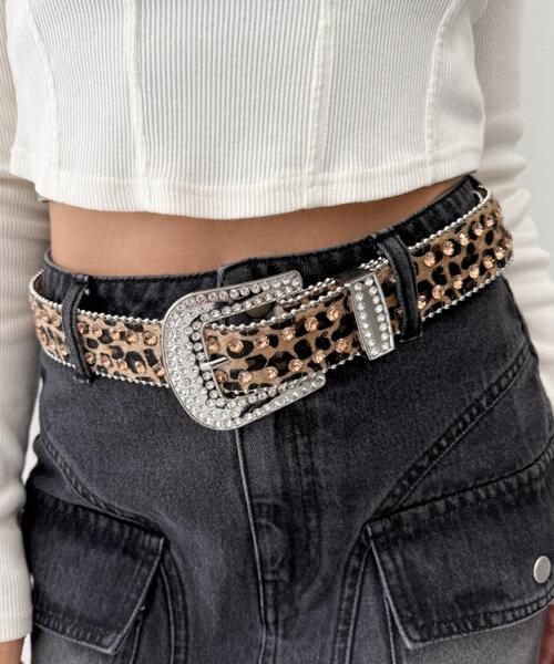 WEGO（ウィゴー）の「WEGO/ビジューラメシャギーベルト（ベルト・レディース・その他1/ベージュ/ピンク/その他3/その他2/ホワイト・FREE）」の4枚目の写真