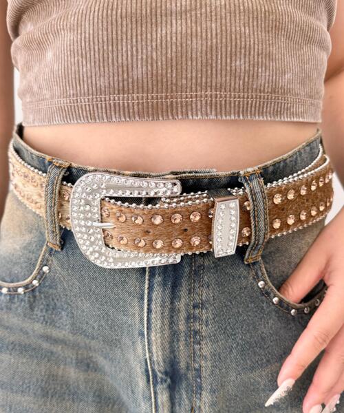 WEGO（ウィゴー）の「WEGO/ビジューラメシャギーベルト（ベルト・レディース・その他1/ベージュ/ピンク/その他3/その他2/ホワイト・FREE）」の3枚目の写真