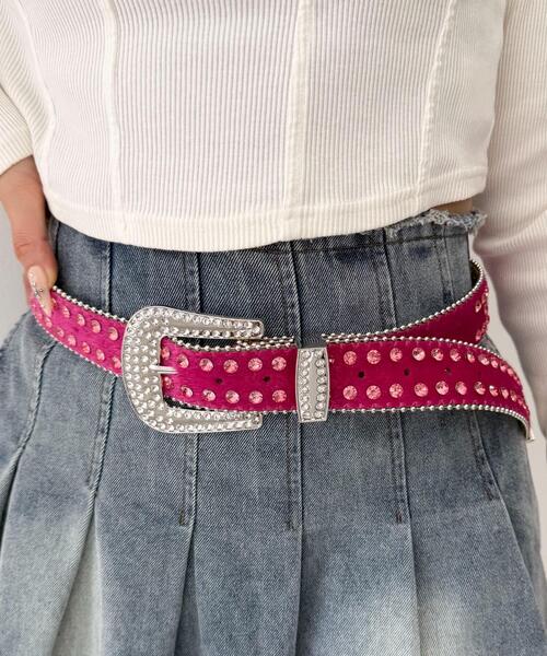 WEGO（ウィゴー）の「WEGO/ビジューラメシャギーベルト（ベルト・レディース・その他1/ベージュ/ピンク/その他3/その他2/ホワイト・FREE）」の11枚目の写真