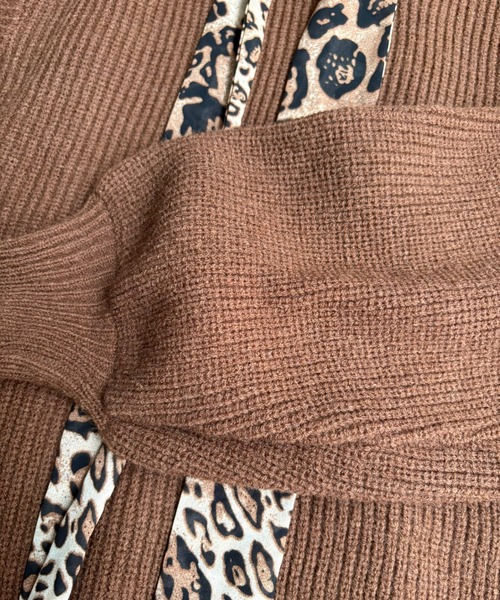 CANVAS+(キャンバスプラス)の「【CANVAS+】レオパードリボンニットトップス(ニット/セーター・レディース・グレー/ブラック/ブラウン・M)」の5枚目の写真