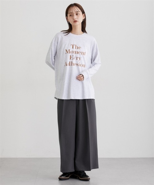 nissen(ニッセン)の「ロング丈長袖ロゴTシャツ(Tシャツ/カットソー・レディース・オートミール/チャコール/グリーン/ブラウン/ブラック・M/L)」の7枚目の写真