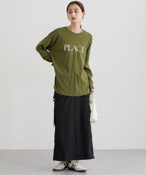 nissen(ニッセン)の「ロング丈長袖ロゴTシャツ(Tシャツ/カットソー・レディース・オートミール/チャコール/グリーン/ブラウン/ブラック・M/L)」の12枚目の写真