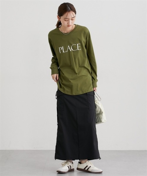 nissen(ニッセン)の「ロング丈長袖ロゴTシャツ(Tシャツ/カットソー・レディース・オートミール/チャコール/グリーン/ブラウン/ブラック・M/L)」の13枚目の写真