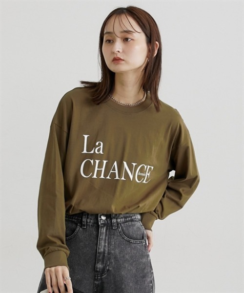 nissen(ニッセン)の「ロング丈長袖ロゴTシャツ(Tシャツ/カットソー・レディース・オートミール/チャコール/グリーン/ブラウン/ブラック・M/L)」の17枚目の写真