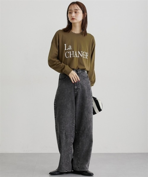 nissen(ニッセン)の「ロング丈長袖ロゴTシャツ(Tシャツ/カットソー・レディース・オートミール/チャコール/グリーン/ブラウン/ブラック・M/L)」の18枚目の写真