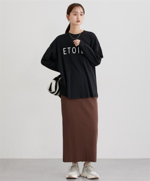 nissen(ニッセン)の「ロング丈長袖ロゴTシャツ(Tシャツ/カットソー・レディース・オートミール/チャコール/グリーン/ブラウン/ブラック・M/L)」の21枚目の写真