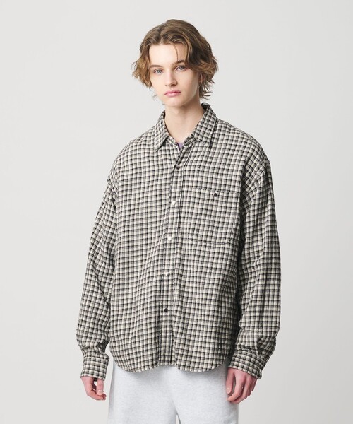 MONKEY TIME（モンキータイム）の「ディストレスト ネル チェック シャツ（シャツ/ブラウス・メンズ・ブラック/オフホワイト・S/M/L/XL）」の5枚目の写真