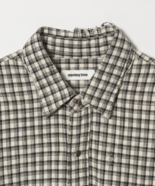 MONKEY TIME（モンキータイム）の「ディストレスト ネル チェック シャツ（シャツ/ブラウス・メンズ・ブラック/オフホワイト・S/M/L/XL）」の13枚目の写真
