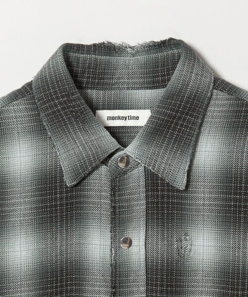 MONKEY TIME（モンキータイム）の「ディストレスト ネル チェック シャツ（シャツ/ブラウス・メンズ・ブラック/オフホワイト・S/M/L/XL）」の17枚目の写真