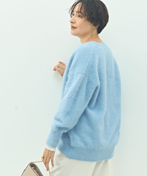 カシミヤ混ヘアリーVネックカーディガン（カーディガン/ボレロ