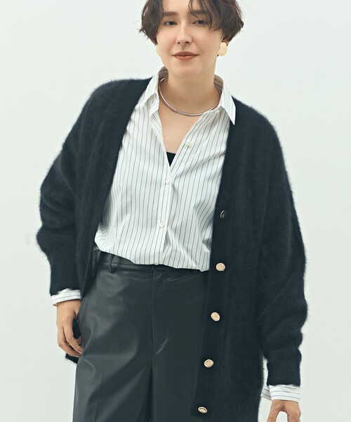 NOLLEY’S Sophi（ノーリーズソフィ）の「カシミヤ混ヘアリーVネックカーディガン（カーディガン/ボレロ・レディース・オフホワイト/サックスブルー/ベビーピンク/ブラック・38）」の22枚目の写真