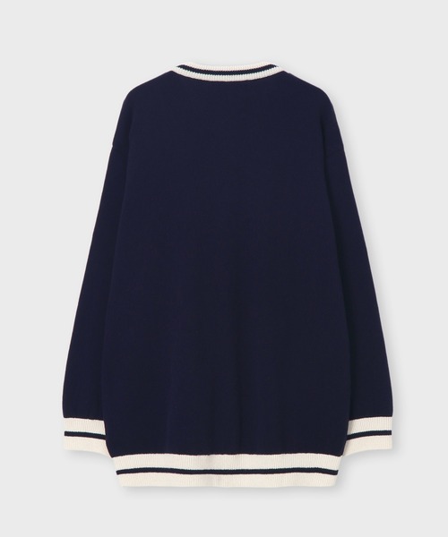 Psycho Bunny（サイコバニー）の「[WOMEN]ポケットバニー クルーネックカーディガン（ニット/セーター・レディース・ホワイト/ネイビー・FREE）」の13枚目の写真