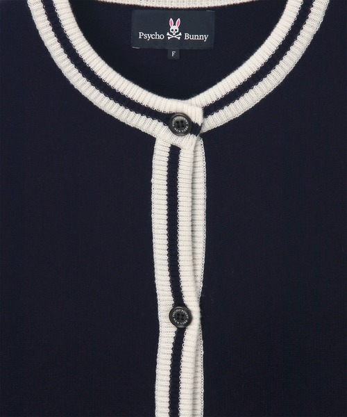 Psycho Bunny（サイコバニー）の「[WOMEN]ポケットバニー クルーネックカーディガン（ニット/セーター・レディース・ホワイト/ネイビー・FREE）」の12枚目の写真