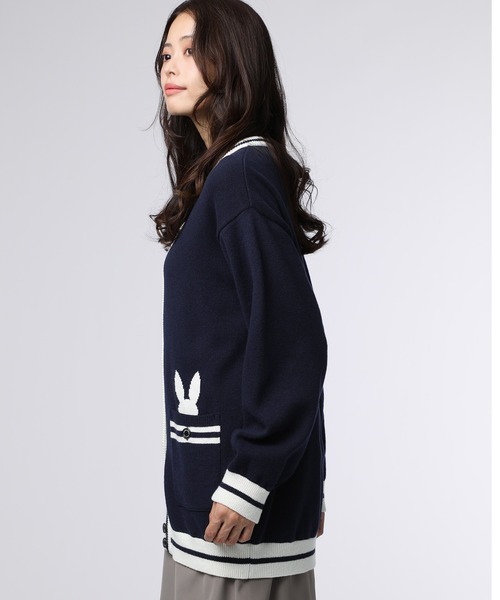 Psycho Bunny（サイコバニー）の「[WOMEN]ポケットバニー クルーネックカーディガン（ニット/セーター・レディース・ホワイト/ネイビー・FREE）」の5枚目の写真