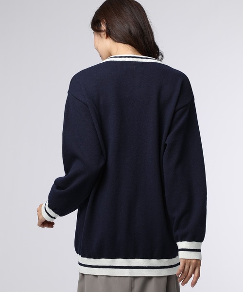 Psycho Bunny（サイコバニー）の「[WOMEN]ポケットバニー クルーネックカーディガン（ニット/セーター・レディース・ホワイト/ネイビー・FREE）」の4枚目の写真