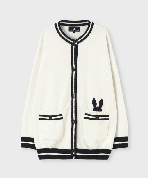 Psycho Bunny（サイコバニー）の「[WOMEN]ポケットバニー クルーネックカーディガン（ニット/セーター・レディース・ホワイト/ネイビー・FREE）」の6枚目の写真