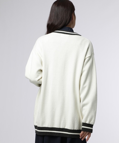 Psycho Bunny（サイコバニー）の「[WOMEN]ポケットバニー クルーネックカーディガン（ニット/セーター・レディース・ホワイト/ネイビー・FREE）」の8枚目の写真