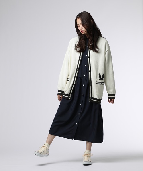 Psycho Bunny（サイコバニー）の「[WOMEN]ポケットバニー クルーネックカーディガン（ニット/セーター・レディース・ホワイト/ネイビー・FREE）」の7枚目の写真