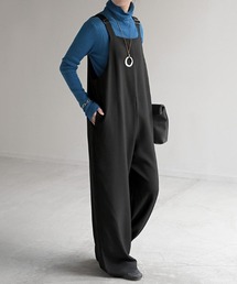 サロペット/オーバーオール（ブラック/黒色系・形状記憶/シワ