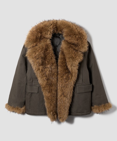 TELOPLAN(テーロプラン)の「【TELOPLAN】Isobel Fur Coat / イソベルファーコート(ブルゾン・レディース・グレー/ベージュ・ONE SIZE)」の5枚目の写真