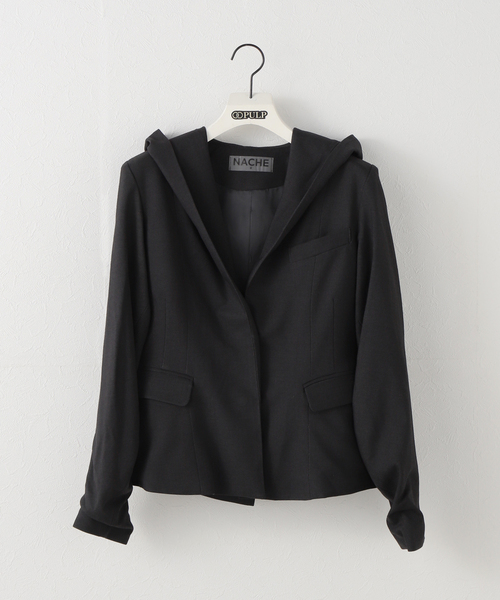 NACHE(ナチェ)の「【Geek Office / ギークオフィス】NACHE / ナチェ MAGNETIC HOODIE BLAZER(テーラードジャケット・レディース・ブラック・X-SMALL)」の2枚目の写真