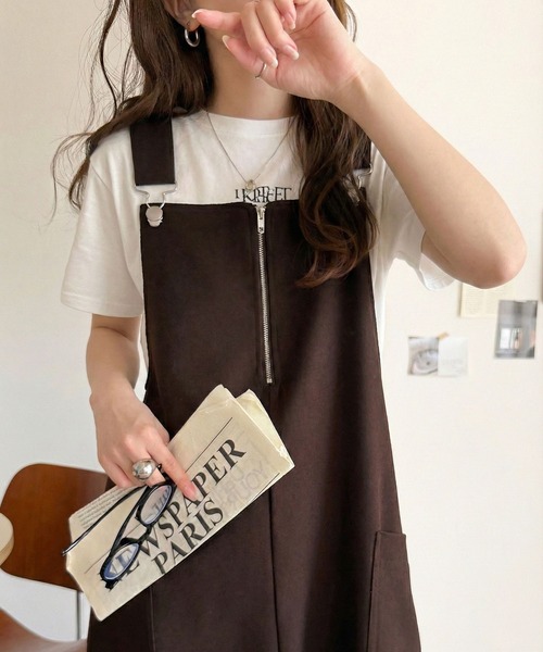 classicalelf（クラシカルエルフ）の「ふんわりフォルムが魅せる大人の抜け感♪バッククロスジップデザインバルーンジャンスカ（ロング）（ジャンパースカート・レディース・ブラック/ブラウン・LARGE/MEDIUM/SMALL/X-LARGE）」の2枚目の写真