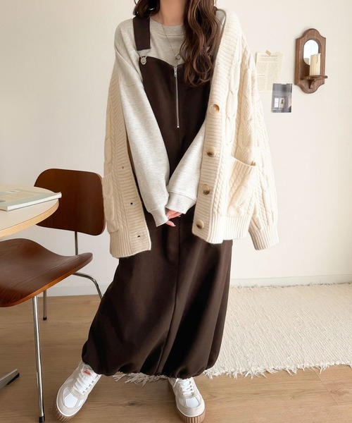 classicalelf（クラシカルエルフ）の「ふんわりフォルムが魅せる大人の抜け感♪バッククロスジップデザインバルーンジャンスカ（ロング）（ジャンパースカート・レディース・ブラック/ブラウン・LARGE/MEDIUM/SMALL/X-LARGE）」の12枚目の写真