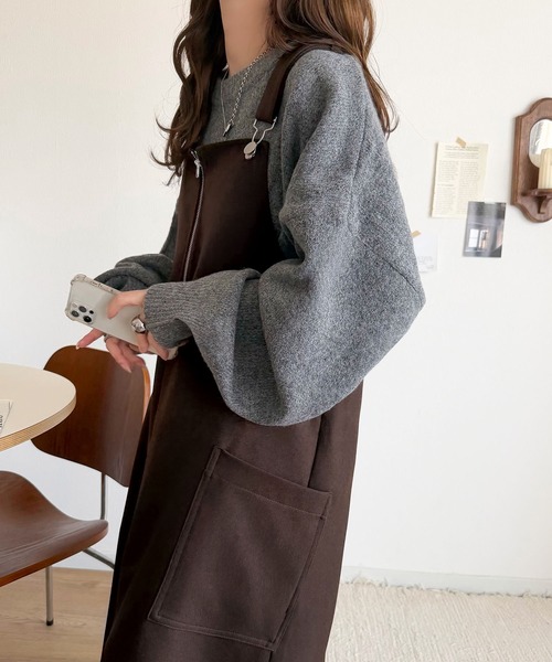 classicalelf（クラシカルエルフ）の「ふんわりフォルムが魅せる大人の抜け感♪バッククロスジップデザインバルーンジャンスカ（ロング）（ジャンパースカート・レディース・ブラック/ブラウン・LARGE/MEDIUM/SMALL/X-LARGE）」の17枚目の写真