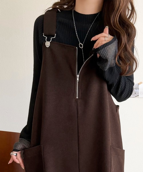 classicalelf（クラシカルエルフ）の「ふんわりフォルムが魅せる大人の抜け感♪バッククロスジップデザインバルーンジャンスカ（ロング）（ジャンパースカート・レディース・ブラック/ブラウン・LARGE/MEDIUM/SMALL/X-LARGE）」の19枚目の写真