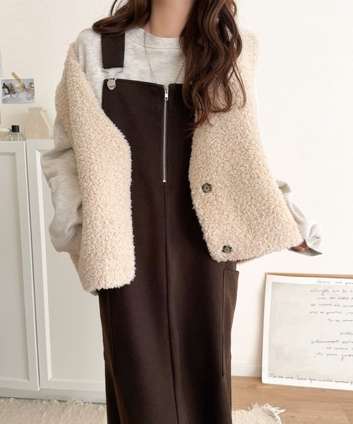 classicalelf（クラシカルエルフ）の「ふんわりフォルムが魅せる大人の抜け感♪バッククロスジップデザインバルーンジャンスカ（ロング）（ジャンパースカート・レディース・ブラック/ブラウン・LARGE/MEDIUM/SMALL/X-LARGE）」の13枚目の写真