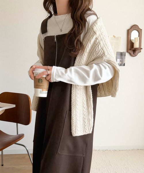 classicalelf（クラシカルエルフ）の「ふんわりフォルムが魅せる大人の抜け感♪バッククロスジップデザインバルーンジャンスカ（ロング）（ジャンパースカート・レディース・ブラック/ブラウン・LARGE/MEDIUM/SMALL/X-LARGE）」の15枚目の写真