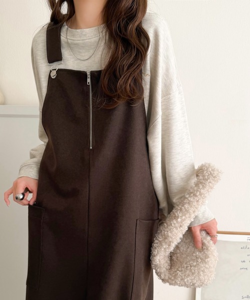 classicalelf（クラシカルエルフ）の「ふんわりフォルムが魅せる大人の抜け感♪バッククロスジップデザインバルーンジャンスカ（ロング）（ジャンパースカート・レディース・ブラック/ブラウン・LARGE/MEDIUM/SMALL/X-LARGE）」の11枚目の写真