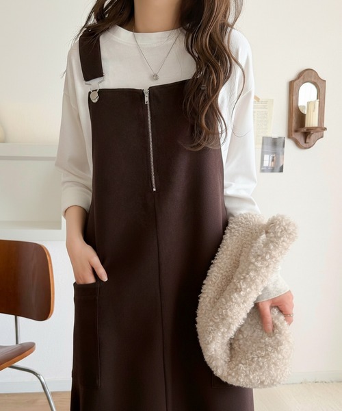 classicalelf（クラシカルエルフ）の「ふんわりフォルムが魅せる大人の抜け感♪バッククロスジップデザインバルーンジャンスカ（ロング）（ジャンパースカート・レディース・ブラック/ブラウン・LARGE/MEDIUM/SMALL/X-LARGE）」の20枚目の写真