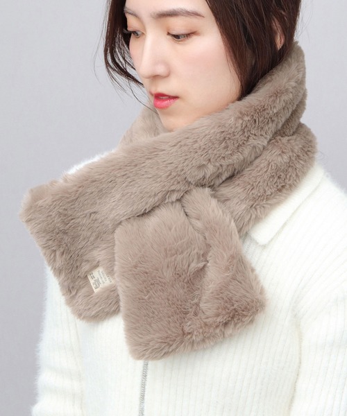 moz(モズ)の「ファー 差込みマフラー ティペット(ネックウォーマー/スヌード・レディース・チャコール/ベージュ/グレイッシュベージュ・FREE)」の14枚目の写真
