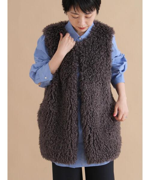 sm2rhythm（サマンサモスモスリズム）の「エコファージレ（ベスト・レディース・ブラウン/チャコールグレー/ベージュ・F）」の2枚目の写真