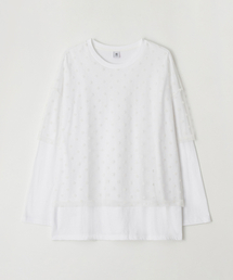 DOT SHEER LAYERED LONG SLEEVE WHITE