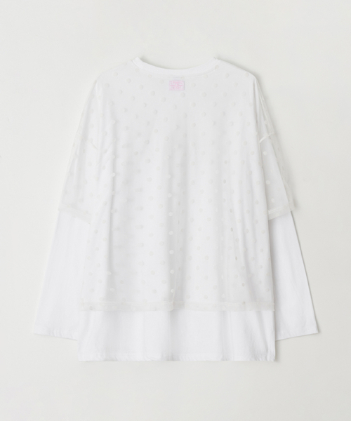 RONRON(ロンロン)の「DOT SHEER LAYERED LONG SLEEVE WHITE(Tシャツ/カットソー・レディース・その他・FREE)」の2枚目の写真