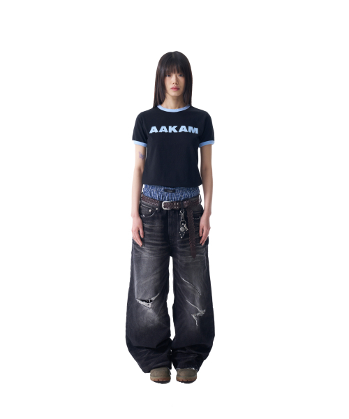 AAKAM（アーカム）の「VTG エンボ ウォッシュド デニムパンツ (ブラック)（デニムパンツ・レディース・その他・2/1）」の5枚目の写真