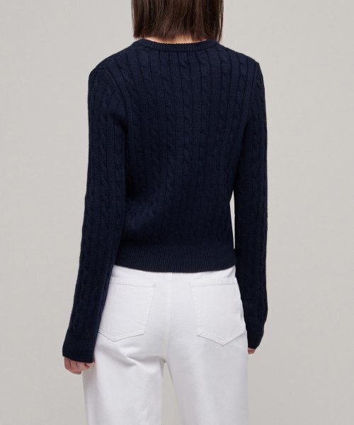 MUSINSA STANDARD WOMAN（ムシンサスタンダードウーマン）の「ウィメンズアンゴラブレンドケーブルクルーネックニット[ネイビー]（ニット/セーター・レディース・その他・SMALL/MEDIUM/X-SMALL/LARGE）」の2枚目の写真