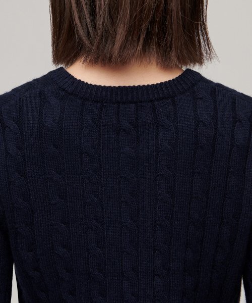 MUSINSA STANDARD WOMAN（ムシンサスタンダードウーマン）の「ウィメンズアンゴラブレンドケーブルクルーネックニット[ネイビー]（ニット/セーター・レディース・その他・SMALL/MEDIUM/X-SMALL/LARGE）」の4枚目の写真